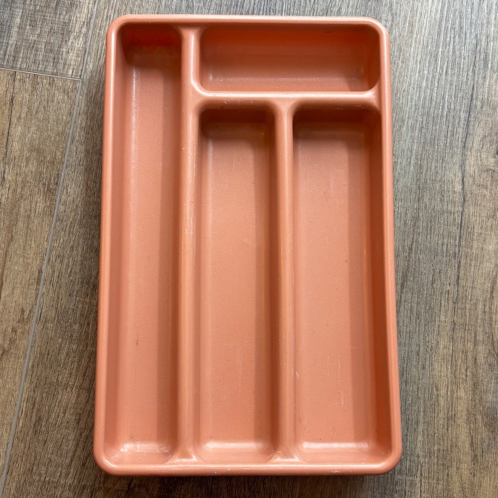Vintage Rubbermaid 0522 Cutlery Drawer Organizer Tray Terracotta Peach 4 Slot